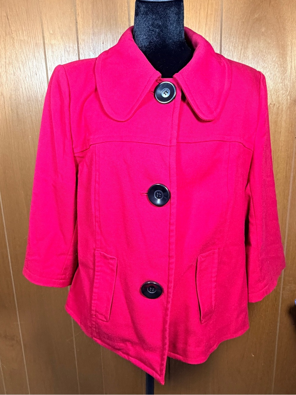 Lane Bryant Women's Size 14 Red Button-Front Jacket Blazer with Wide Statement C